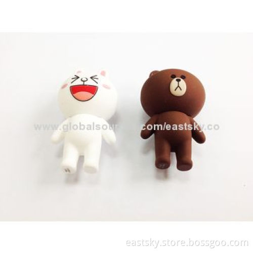 Customized Bear and Rabbit-shaped USB Flash Drive, Made of Soft PVC Material, OEM Orders are Welcome